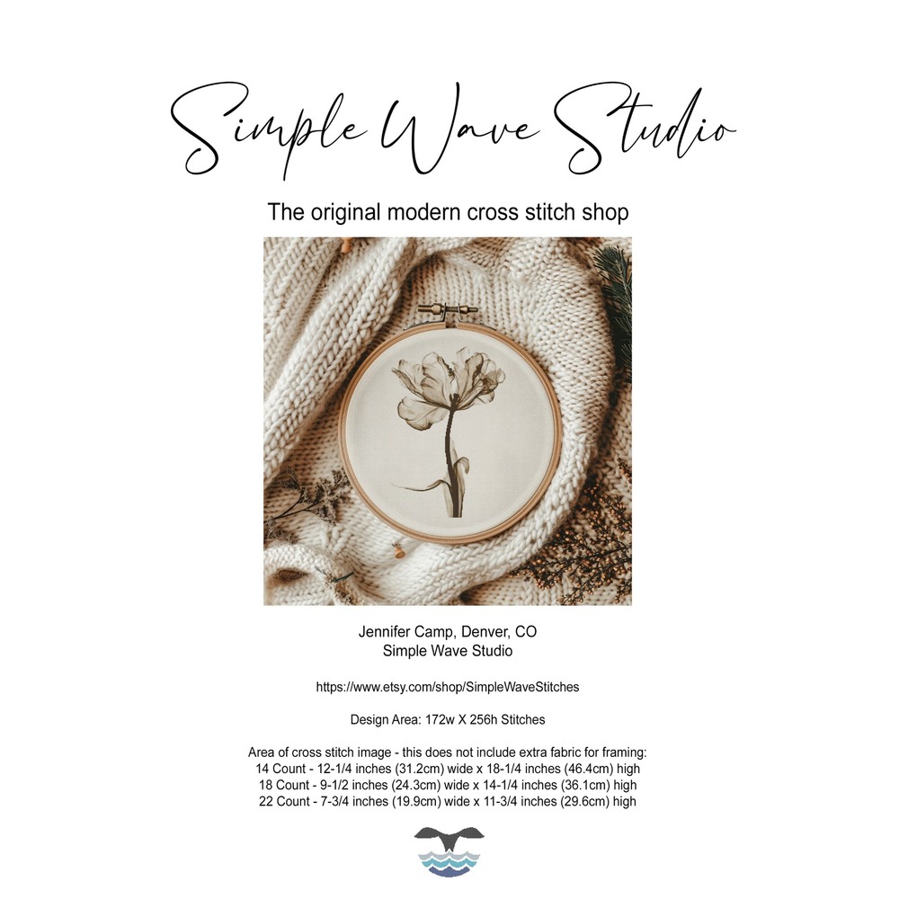 Poppy Flower Translucent‎ Counted Cross Stitch Pattern Chart